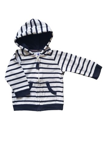 Petit Bateau - Gilet à capuche - Fermeture zippée - Marinière
