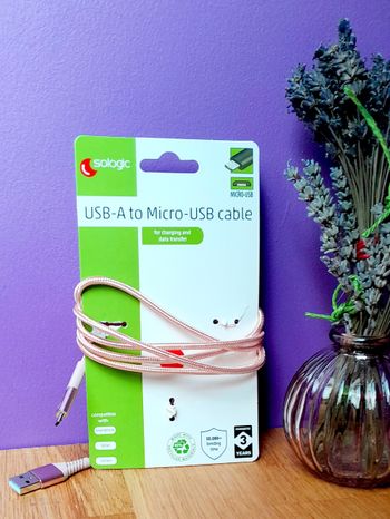 câble micro USB 1,5 m rose neuf