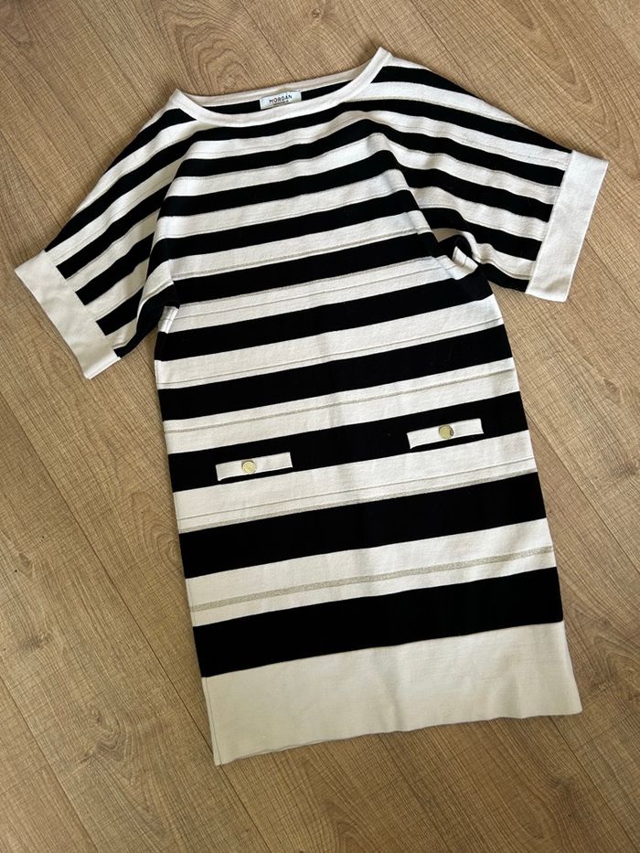 Robe pull beige et noire Morgan taille M bon état (léger défaut) - photo numéro 7