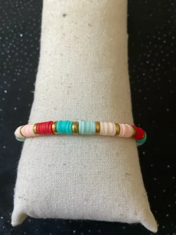 Bracelet heishi rouge vert