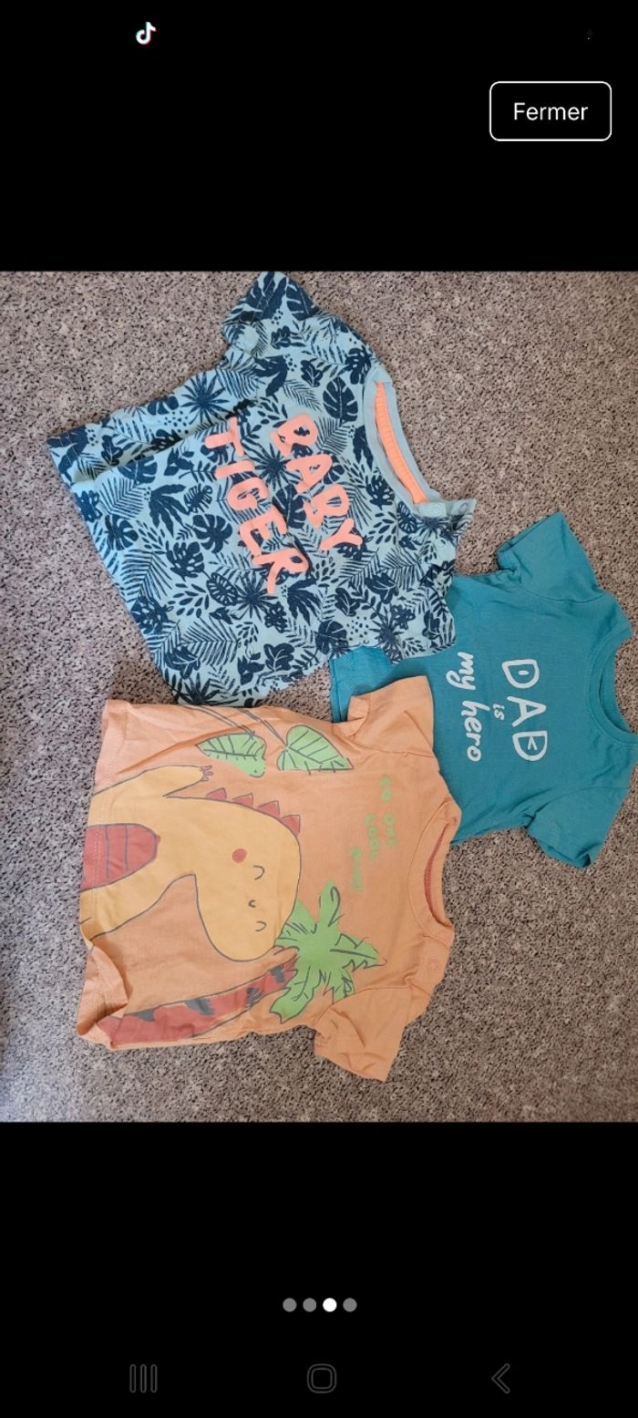 Lot t-shirt courtes manches 3mois - photo numéro 3