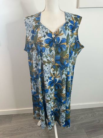 Robe à fleurs bleue et multicolore Vintage T58 9XL