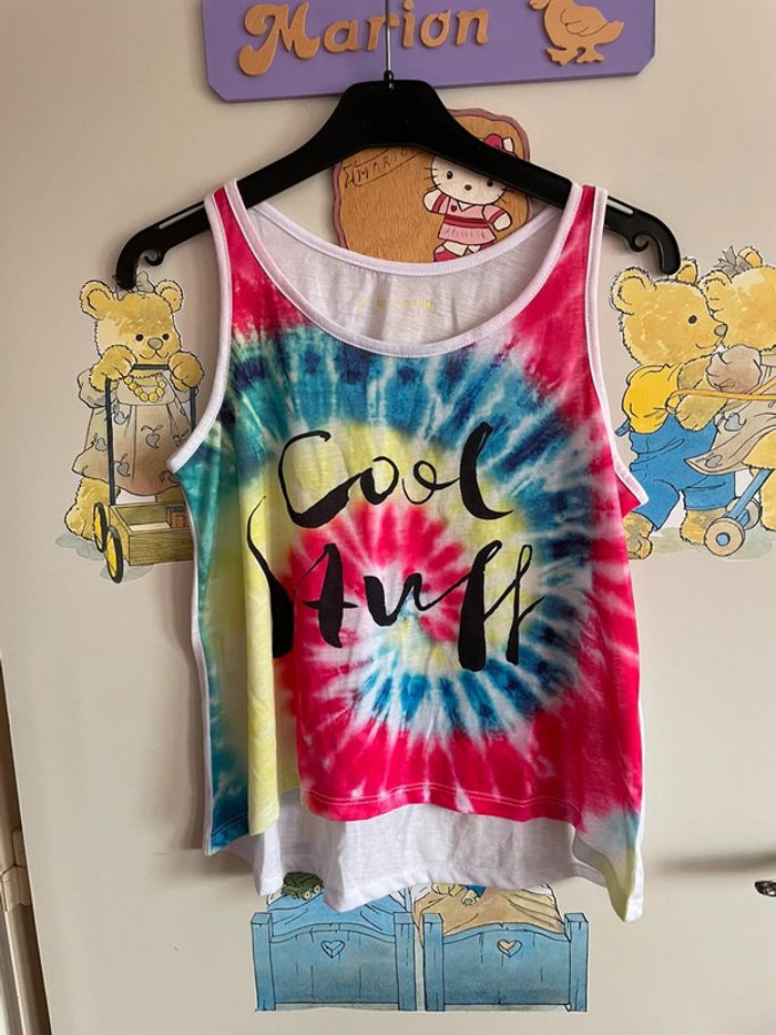 Débardeur blanc et multicolore, taille 14 ans, marque Gemo