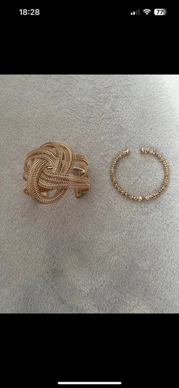 Lot 2 bracelets dorés – manchette + jonc chic & tendance