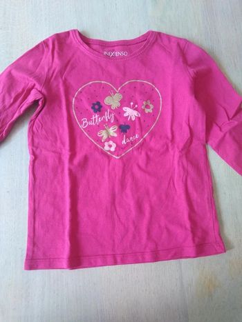 Tee-shirt rose coeur 6 ans