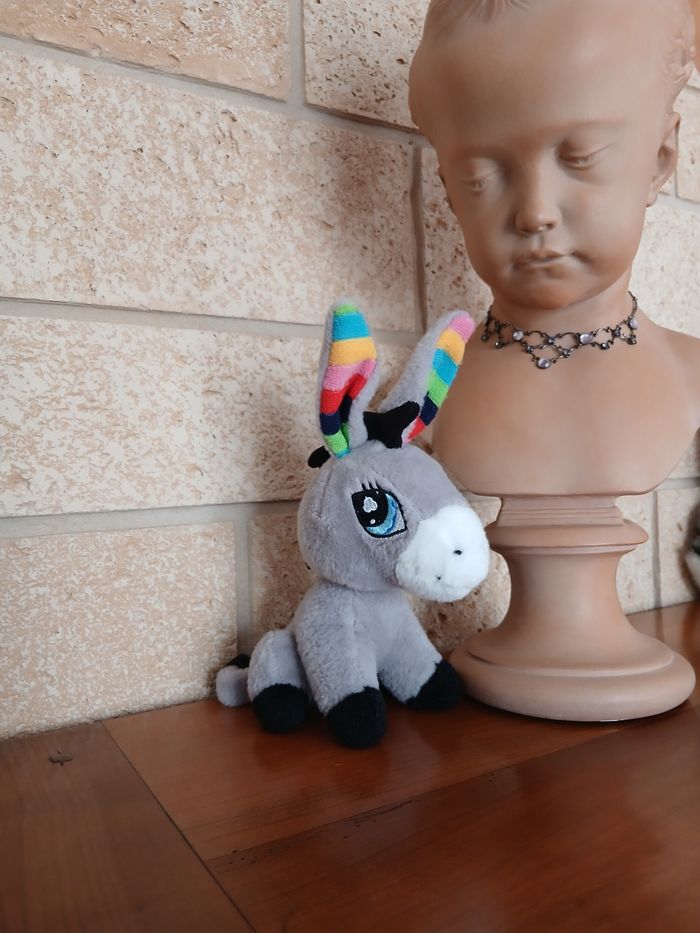 Doudou-Peluche Petit Âne gris *22 cm - photo numéro 2