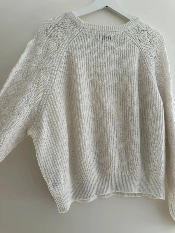 Pull blanc Costes femme M – chaud, doux, manches torsadées - photo numéro 8