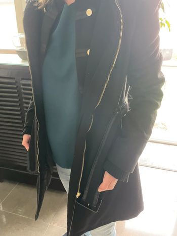 Manteau long noir à capuche