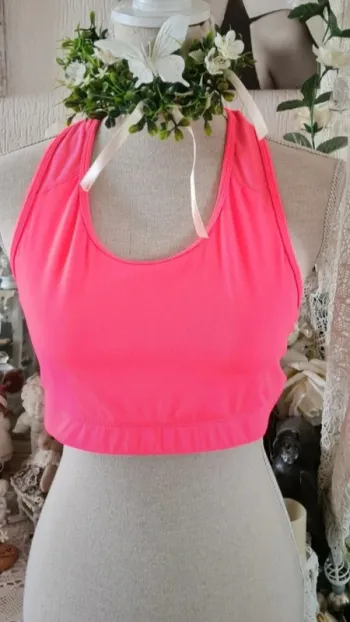 Brassière de sport rose fluo Domyos Decathlon Taille XL Neuve