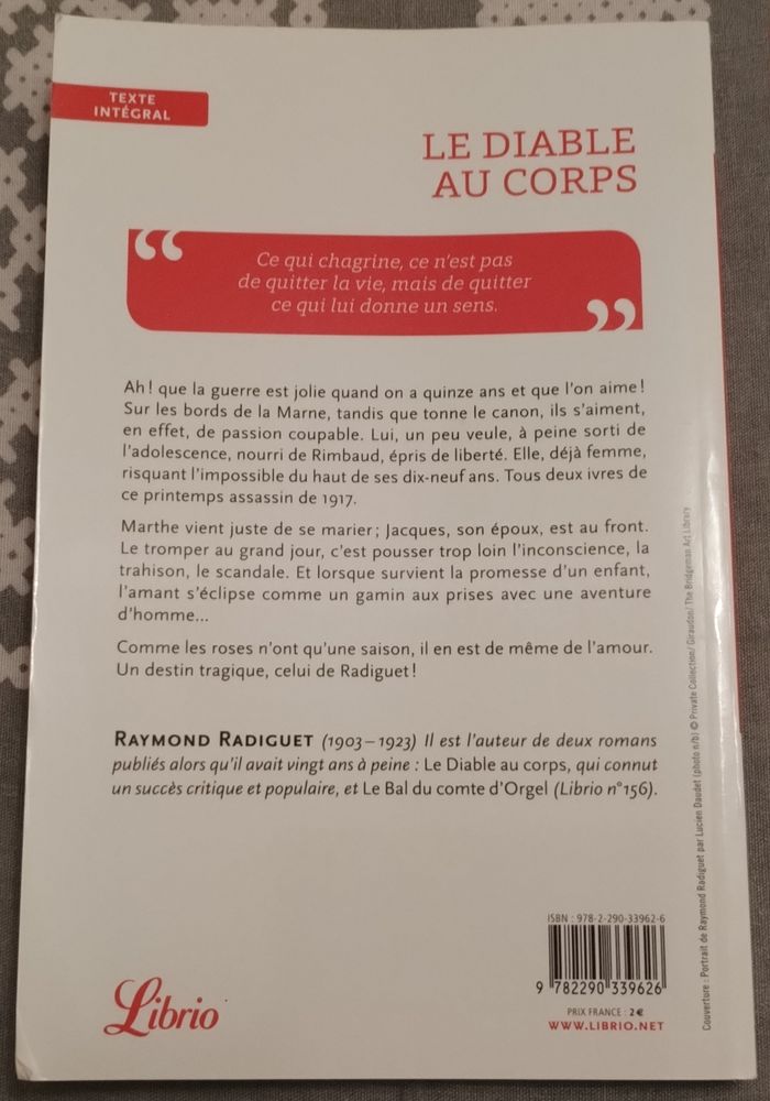 Livre " Le diable au corps " - photo numéro 2