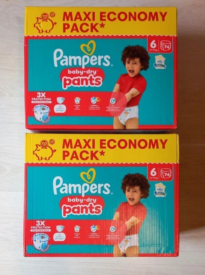 148 Couches Culottes - Pampers Baby-Dry Pants Taille 6 (2 Maxi Packs)