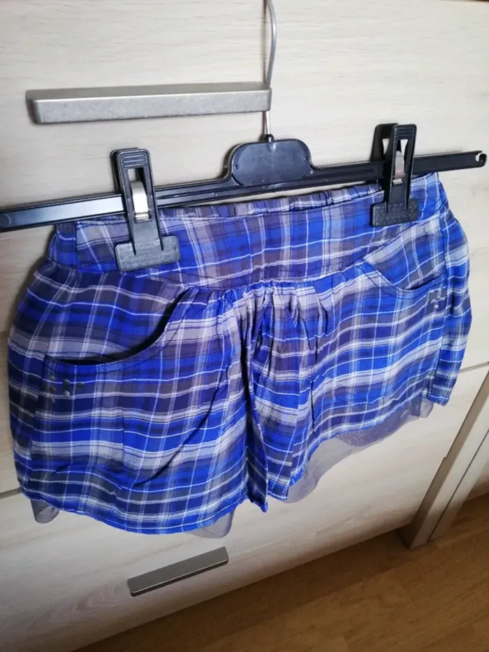 Jupe à carreaux bleus fille