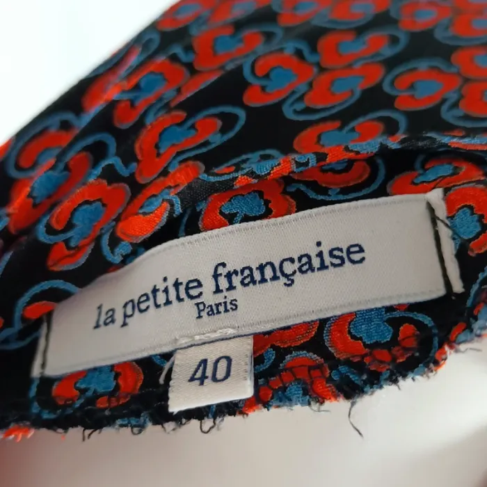 Robe cache-cœur imprimée La Petite Française noir orange bleu – Taille 40, 100 % viscose A950 - photo numéro 7