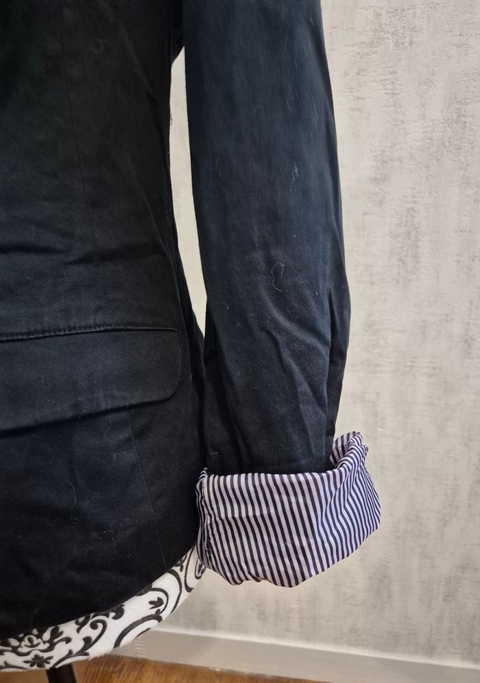 Veste blazer femme Mim noir avec revers rayure bleu taille 38/M - photo numéro 3