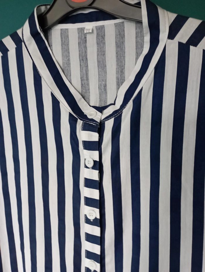 Robe d'été coton rayée blanc et marine - photo numéro 2