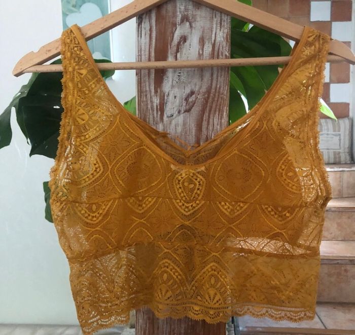 Darjeeling, brassière en dentelle, moutarde T : M neuve - photo numéro 5