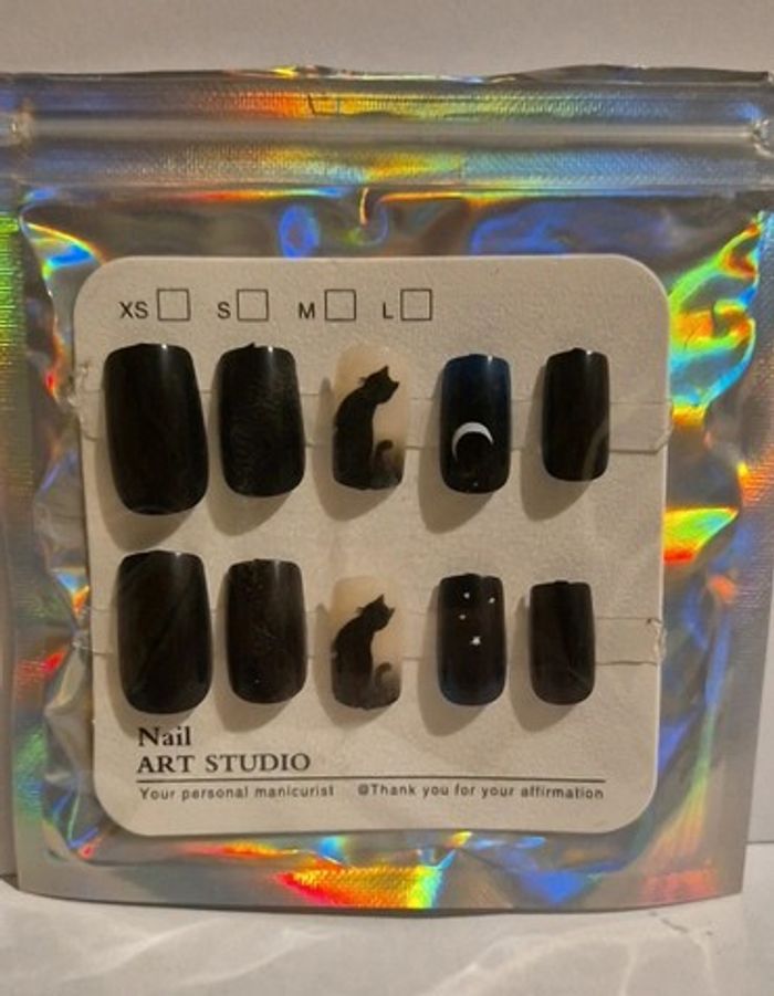 🖤 Faux ongles Halloween Mystiques – 24 pièces pour un look félin & envoûtant 🌕🐾 - photo numéro 6
