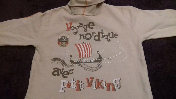 Sous pull 6 mois 🚼 garçon hiver 🌬beige viking matieres 6 mois - photo numéro 4