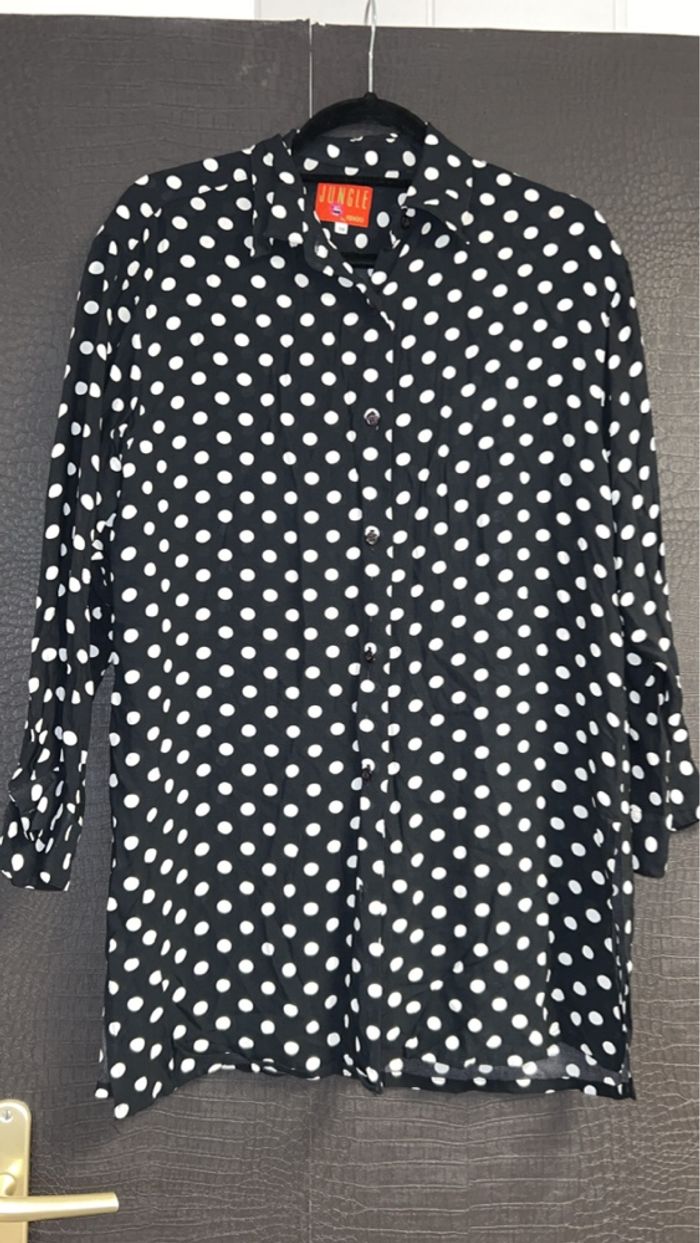Chemise à pois noire et blanche – Style vintage chic - photo numéro 4
