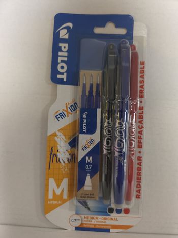 3 stylos pilot frixion + 3 recharges