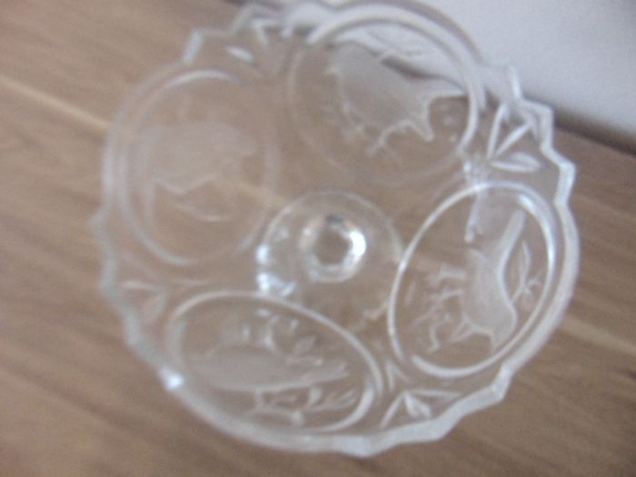 Coupe en cristal taillé – Décor d’oiseaux – Style Art déco / Inspiration Lalique