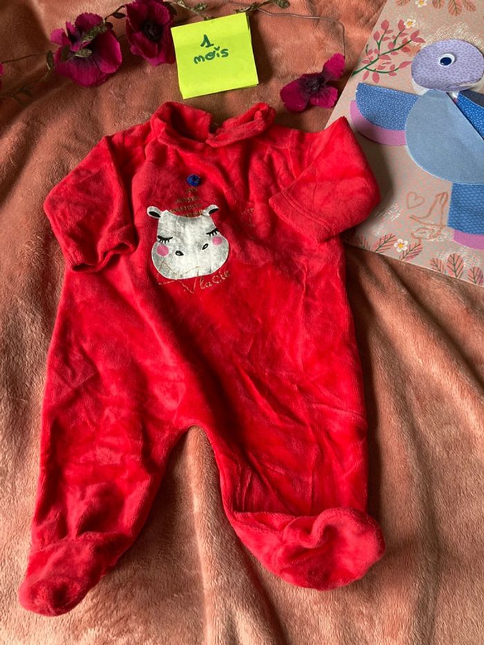 Pyjama velours rouge - 1 mois