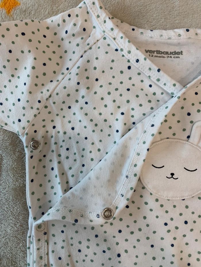 Ensemble Naissance 3 Pièces Point Mousse Vertbaudet Vert D’Eau 1 An - photo numéro 7