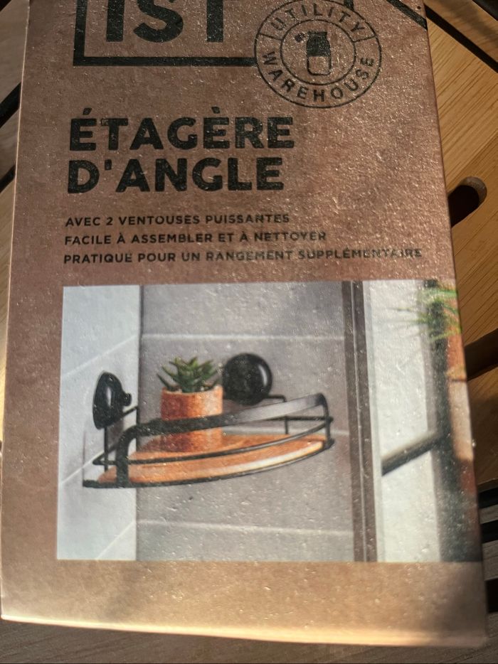 Étagère d’angle bois et métal - photo numéro 2