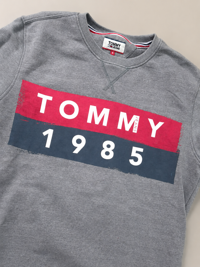Sweat Tommy Jeans gris logo 1985 taille S - photo numéro 4