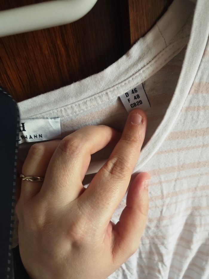 T shirt manche courte blanc rayé rose taille 48 - photo numéro 3