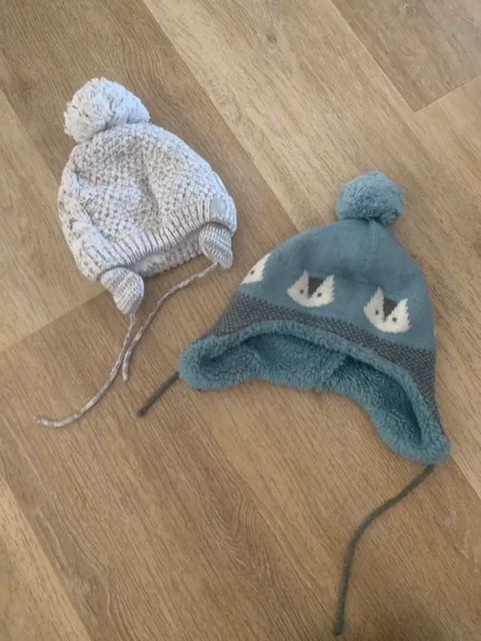 Lot de 2 bonnets hiver bébé