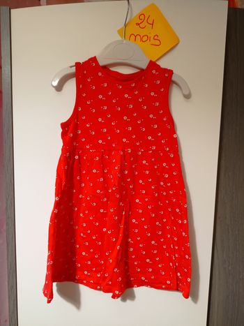 Robe été rouge fleurie 24 mois
