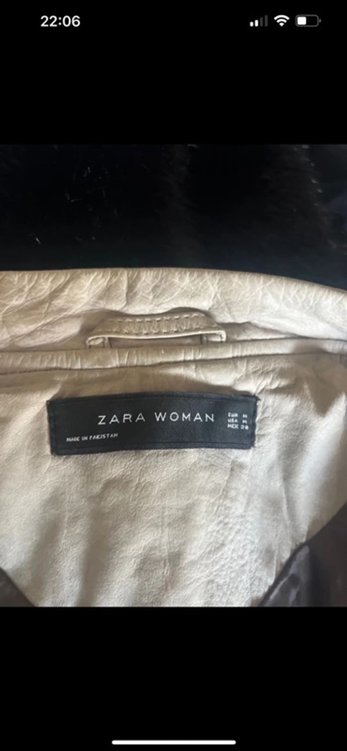 Perfecto en cuir véritable Zara taille M - photo numéro 4