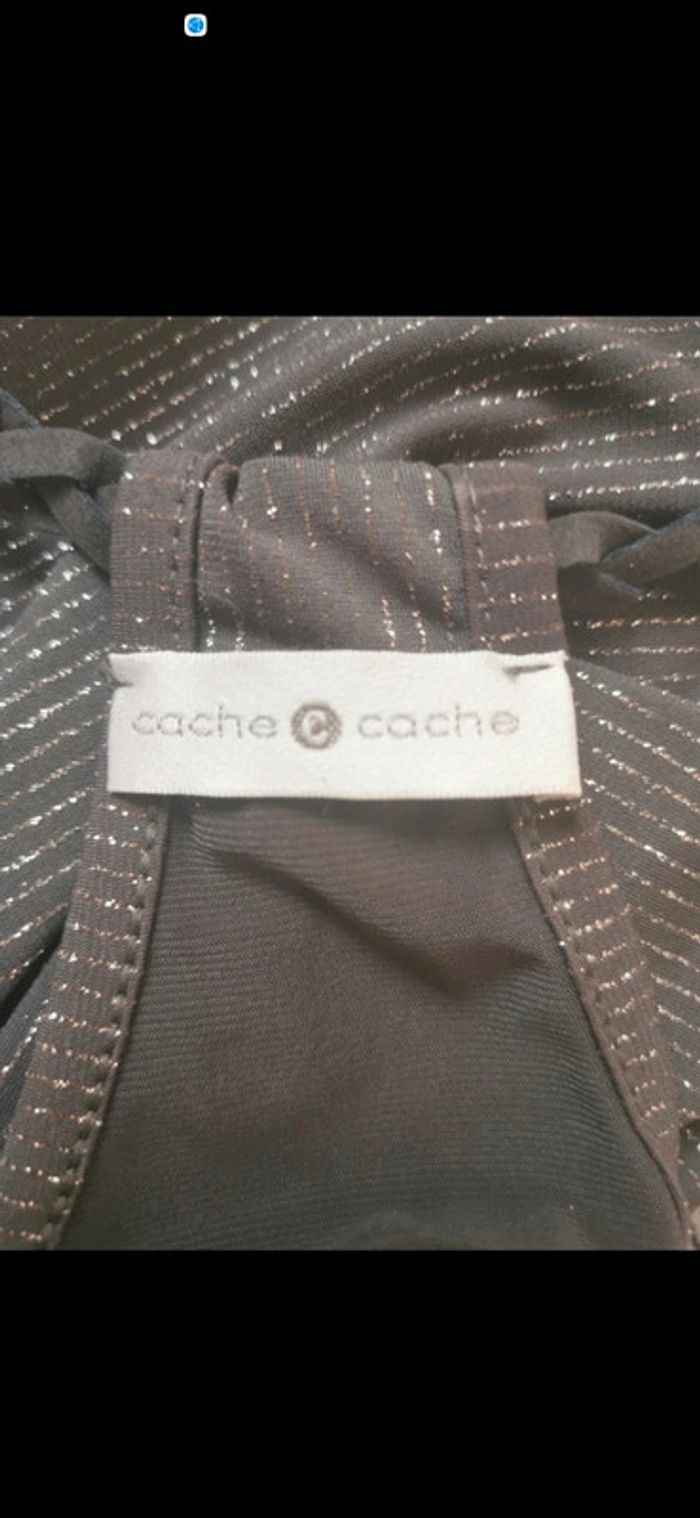 Top gris avec fil métallisé argenté. Taille 40. Cache Cache - photo numéro 5