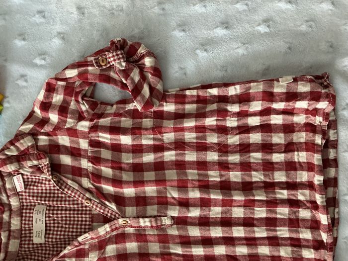 robe manches longues à carreaux bordeaux et blanc zara 2/3 ans - photo numéro 5