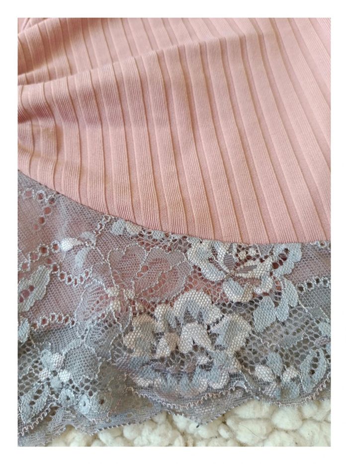 Haut rose à manches longues et dentelle – boho romantique vintage - - photo numéro 3