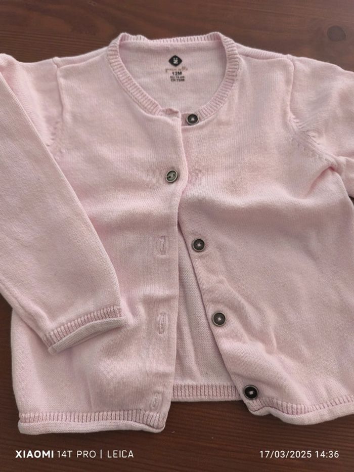 Lot 2 gilets rose/blanc 12mois Z - photo numéro 2