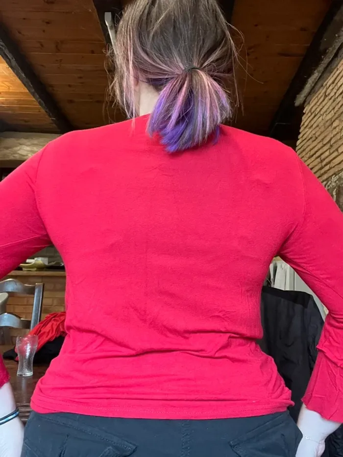 Haut rouge manche trois quart - photo numéro 6