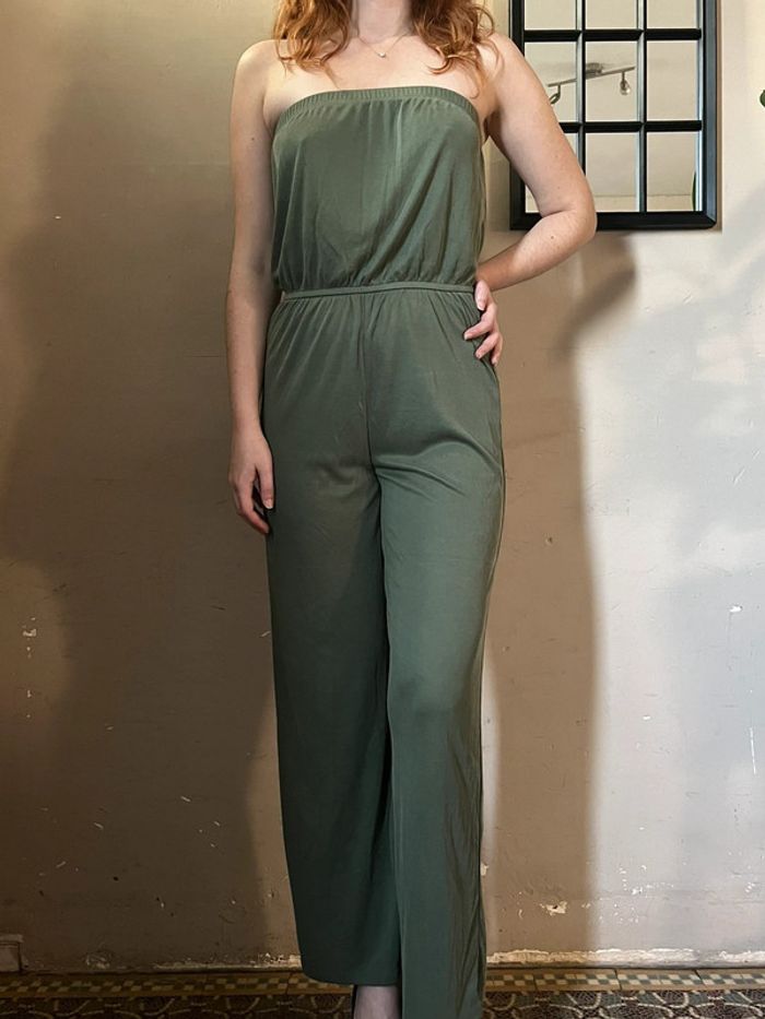 Combinaison bandeau kaki ample marqué à la taille - photo numéro 3