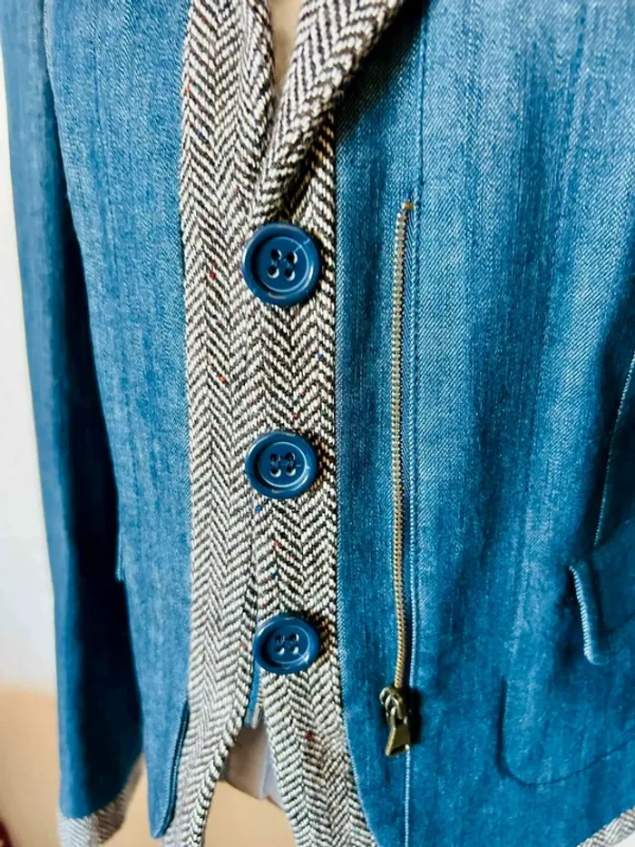💙🌿Veste jean vintage chic taille S/36 Alain Manoukian Denim & Chevron retro jacket🌿💙 - photo numéro 12
