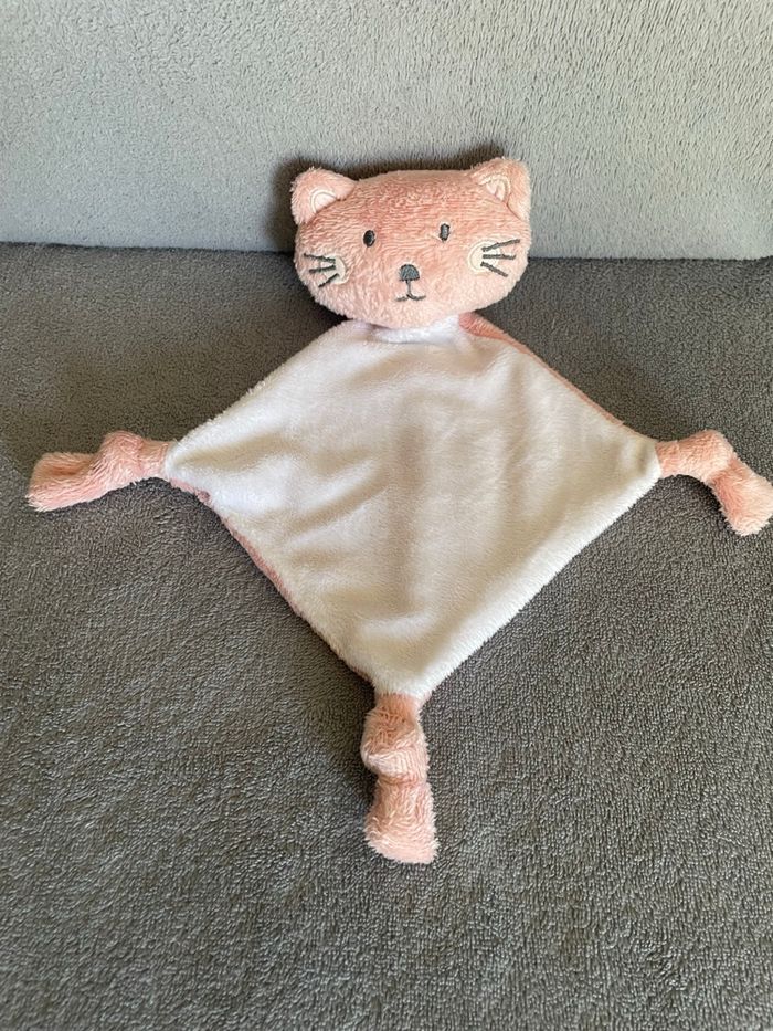 Doudou plat losange chat rose et blanc Maisons Du Monde - photo numéro 1