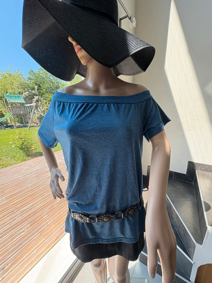😎Magnifique T-shirt, de couleur bleu-taille L - photo numéro 6