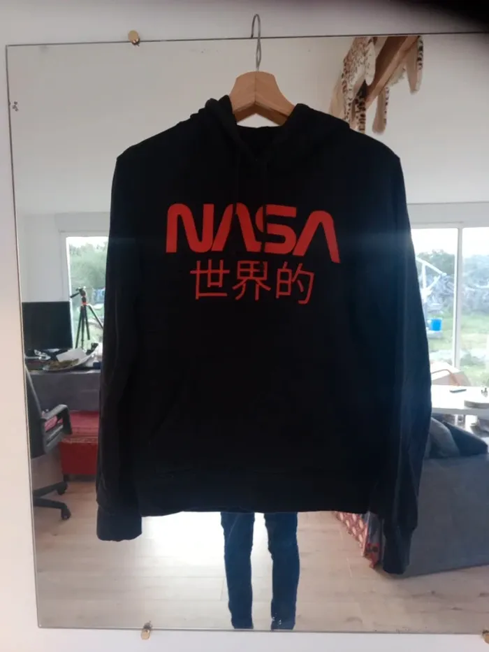 Sweat à capuche  s noir et rouge NASA c87 - photo numéro 6