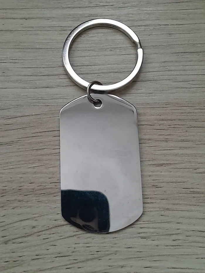 Porte clés, acier inoxydable, "Beau-papa "argenté - photo numéro 2