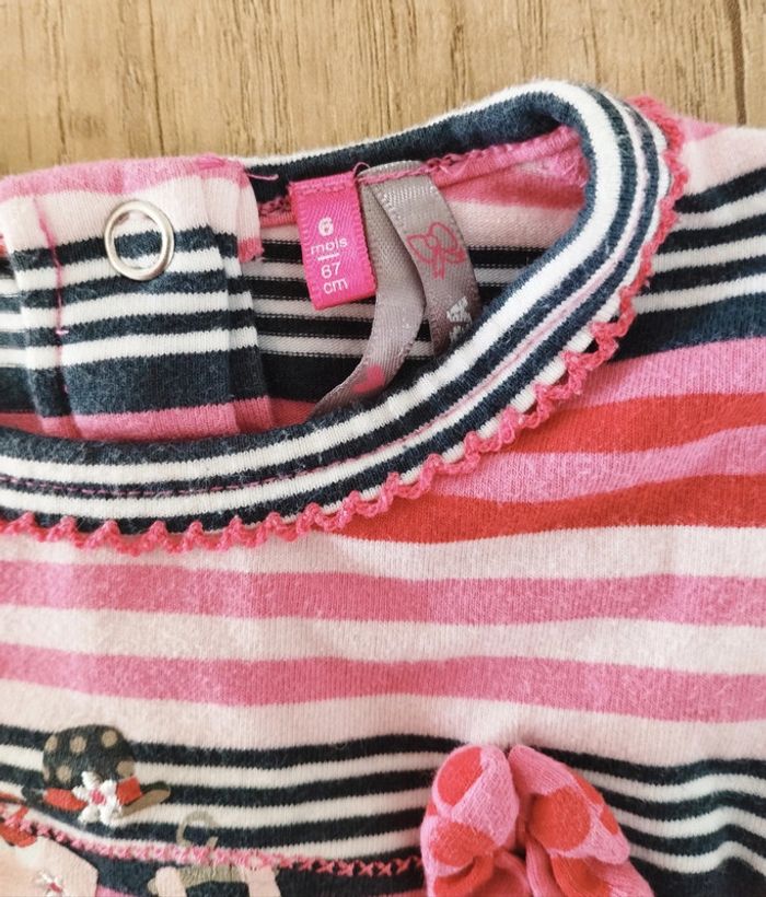 Robe boule fille rayée rose fuschia taille 6 mois Orchestra - photo numéro 3
