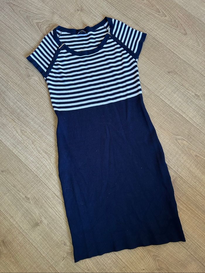 Robe bleue marine et blanche à manches courtes Morgan taille L TBE - photo numéro 7