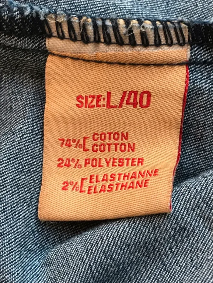Veste en jean vintage col broderie brodée fantaisie - photo numéro 10