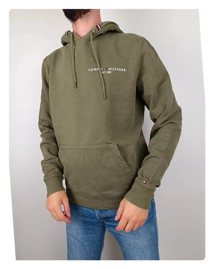 Sweat a capuche Tommy Hilfiger vert kaki L