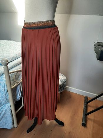 Jupe longue plissée Orange 