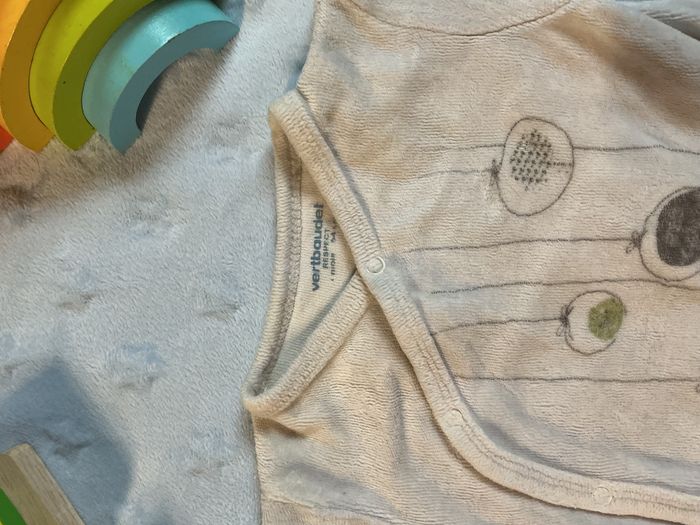 pyjama grenouillère en velours gris clair ouverture devant 1 mois vertbaudet - photo numéro 6